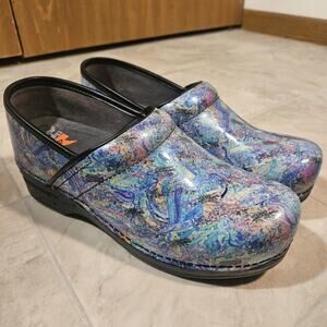 Dansko XP 2.0 Women Clogs Size 40 US 9.5-10 Paint Swirl Patent Leather Nursing